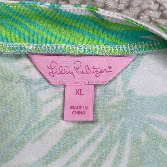 Lilly Pulitzer Karlie Wrap Romper Green Sheen Fronds - Picture 4 of 12